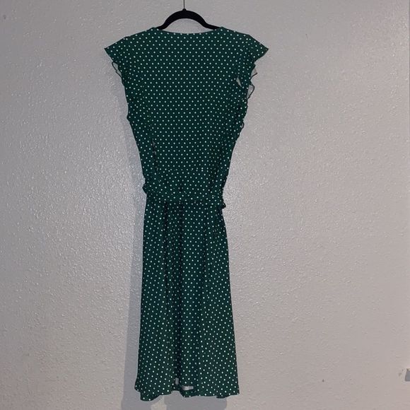 Vf Show Green Polka Dot Button Down Tie Dress - Picture 6 of 6